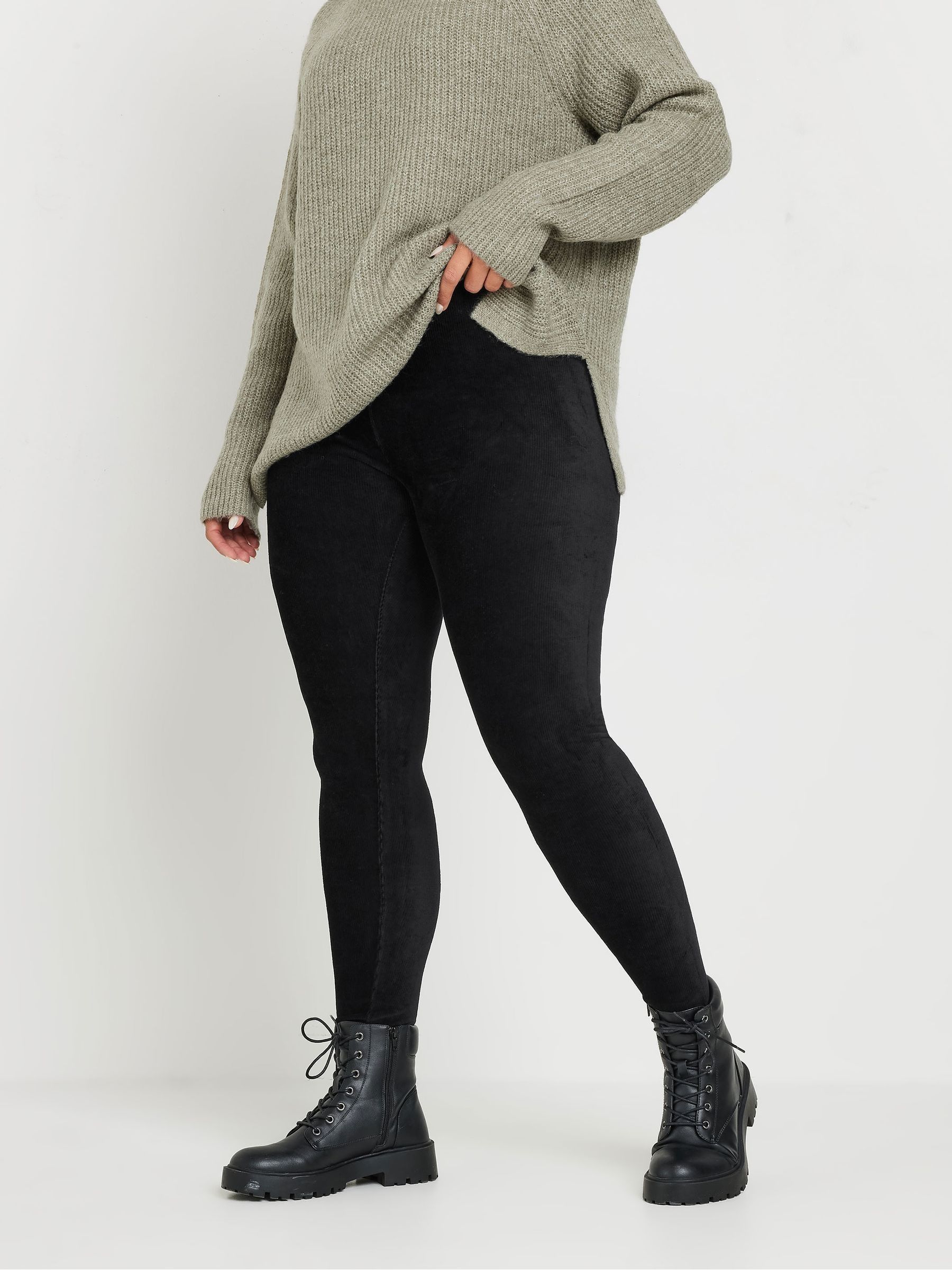Yours Women's Black Cord Leggings In | : 30/32 - Image 1
