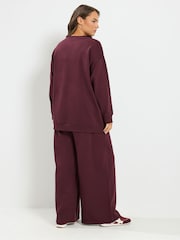 Yours Curve Red Crew Neck Sweatshirt & Wide Leg Joggers Set - Image 2 of 6