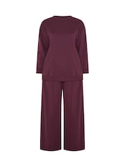 Yours Curve Red Crew Neck Sweatshirt & Wide Leg Joggers Set - Image 5 of 6