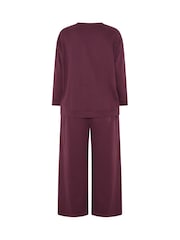 Yours Curve Red Crew Neck Sweatshirt & Wide Leg Joggers Set - Image 6 of 6