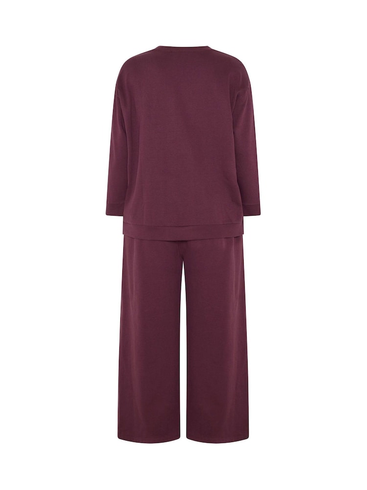 Yours Curve Red Crew Neck Sweatshirt & Wide Leg Joggers Set - Image 6 of 6 Yours Curve Red Crew Neck Sweatshirt & Wide Leg Joggers Set - Image 6 of 6