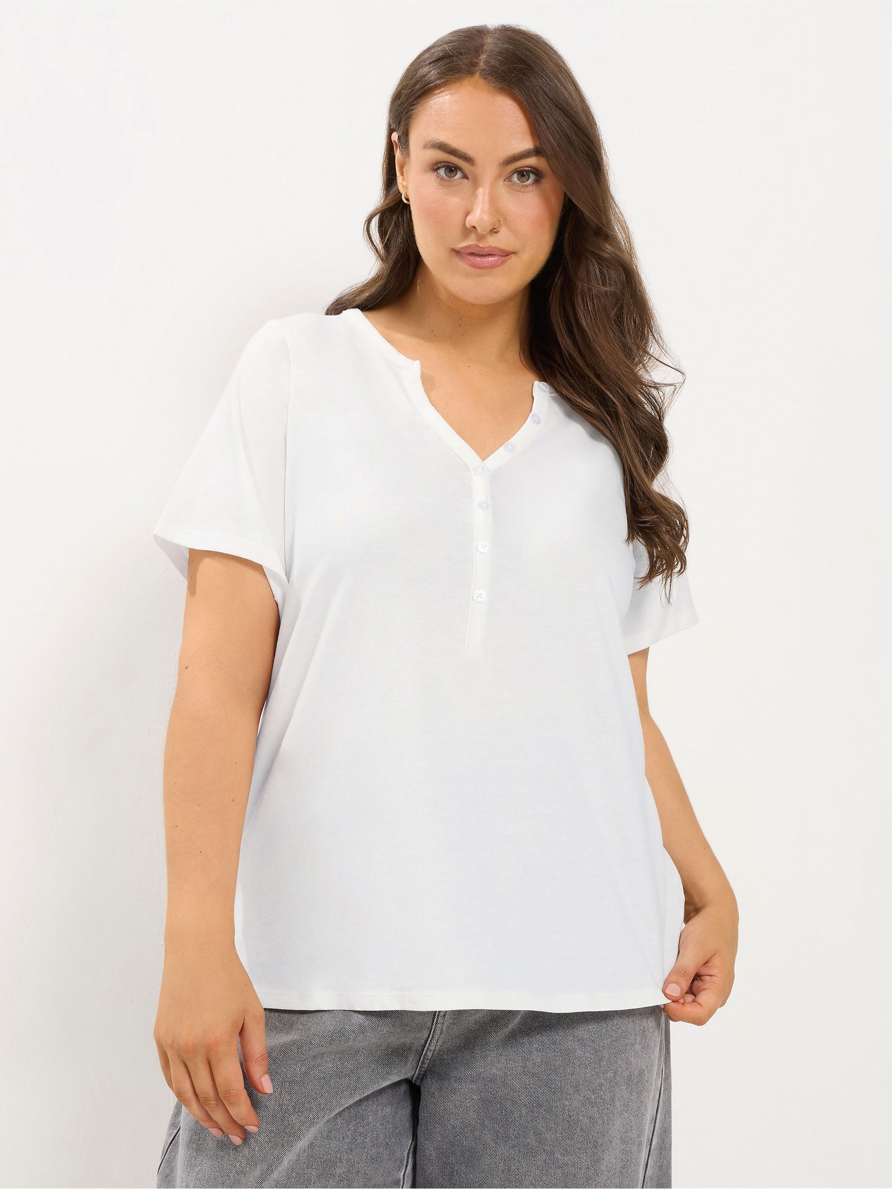 Yours Women's White Curve Henley Shirt - Image 3