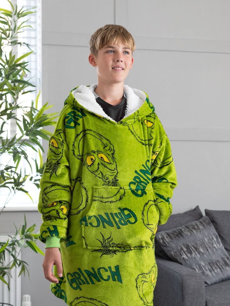 Vanilla Underground Green Grinch Kids Blanket Hoodie - Image 1 of 5