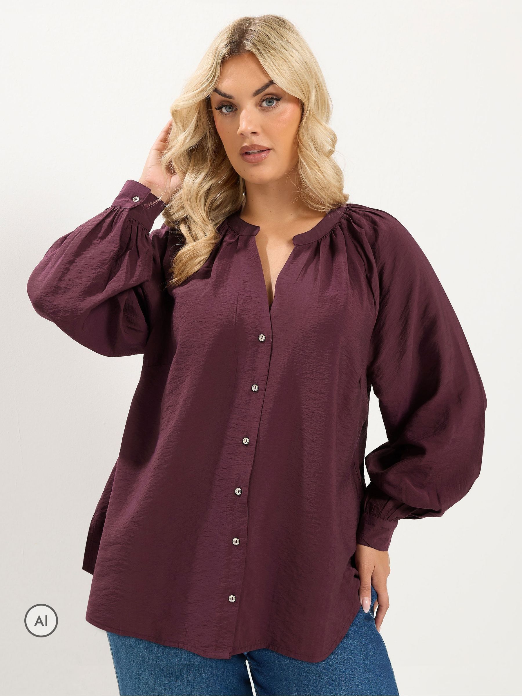 Yours Women's Burgundy Button Through Blouse In | Size: 20 - Image 6