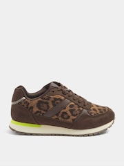 Yours Curve Brown Side Stripe Lace Up Trainers In Extra Fit - Image 3 of 5