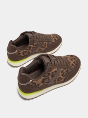 Yours Curve Brown Side Stripe Lace Up Trainers In Extra Fit - Image 4 of 5