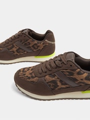 Yours Curve Brown Side Stripe Lace Up Trainers In Extra Fit - Image 5 of 5