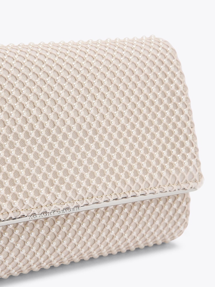 KG Kurt Geiger White Tilly Pearl Clutch Bag - Image 3 of 3