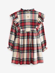 Cream/Red Tartan Ruffle Check Dress (3-16yrs) - Image 2 of 8