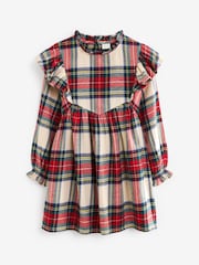 Cream/Red Tartan Ruffle Check Dress (3-16yrs) - Image 3 of 8
