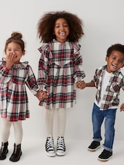 Cream/Red Tartan Ruffle Check Dress (3-16yrs) - Image 1 of 8