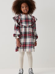 Cream/Red Tartan Ruffle Check Dress (3-16yrs) - Image 7 of 8