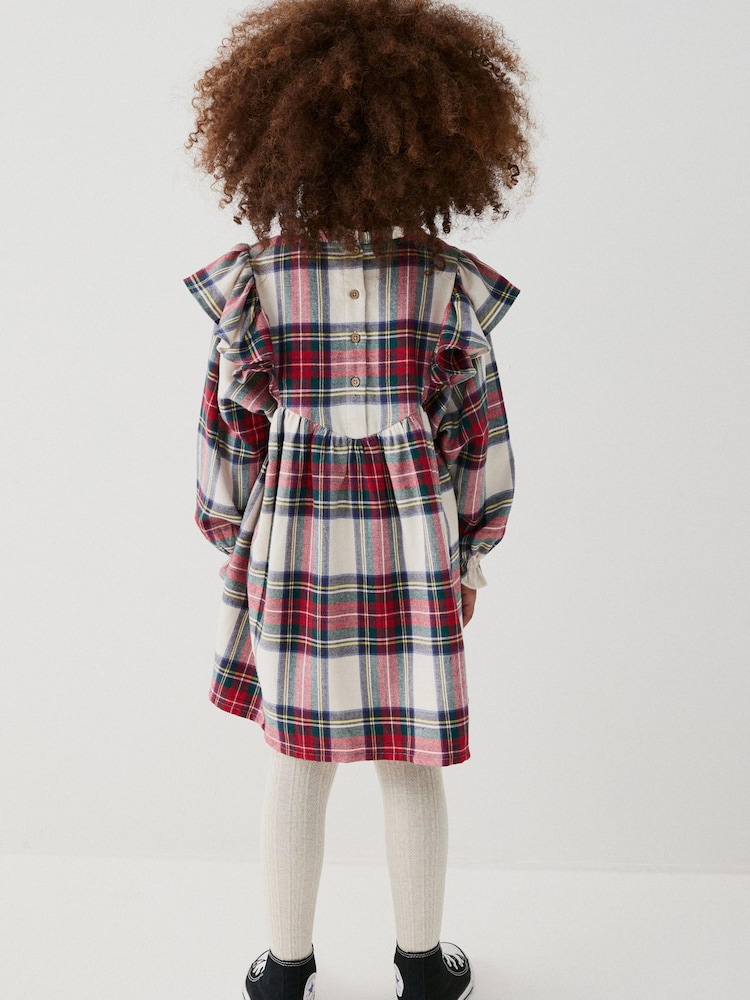 Cream/Red Tartan Ruffle Check Dress (3-16yrs) - Image 8 of 8