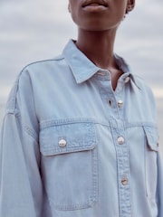Bleach-Waschung - Oversize-Hemd aus Denim 100% Baumwolle - Bild 5 von 7
