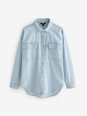 Bleach-Waschung - Oversize-Hemd aus Denim 100% Baumwolle - Bild 6 von 7