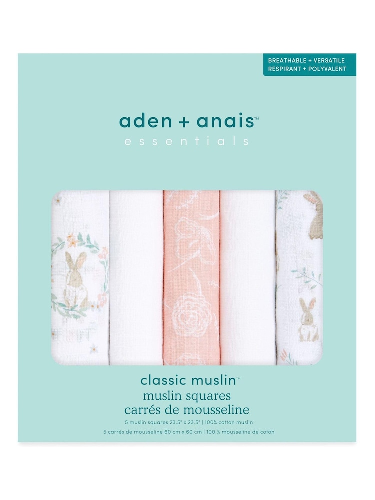 Розовый - Набор из 5 муслиновых пеленок Aden + Anais Essentials - Изображение 2 2