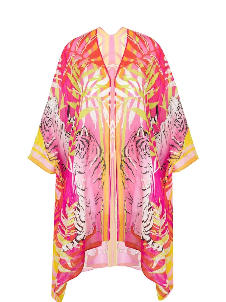 Bibi Bijoux Pink 'Tropical' Print Kaftan - Image 1 of 4