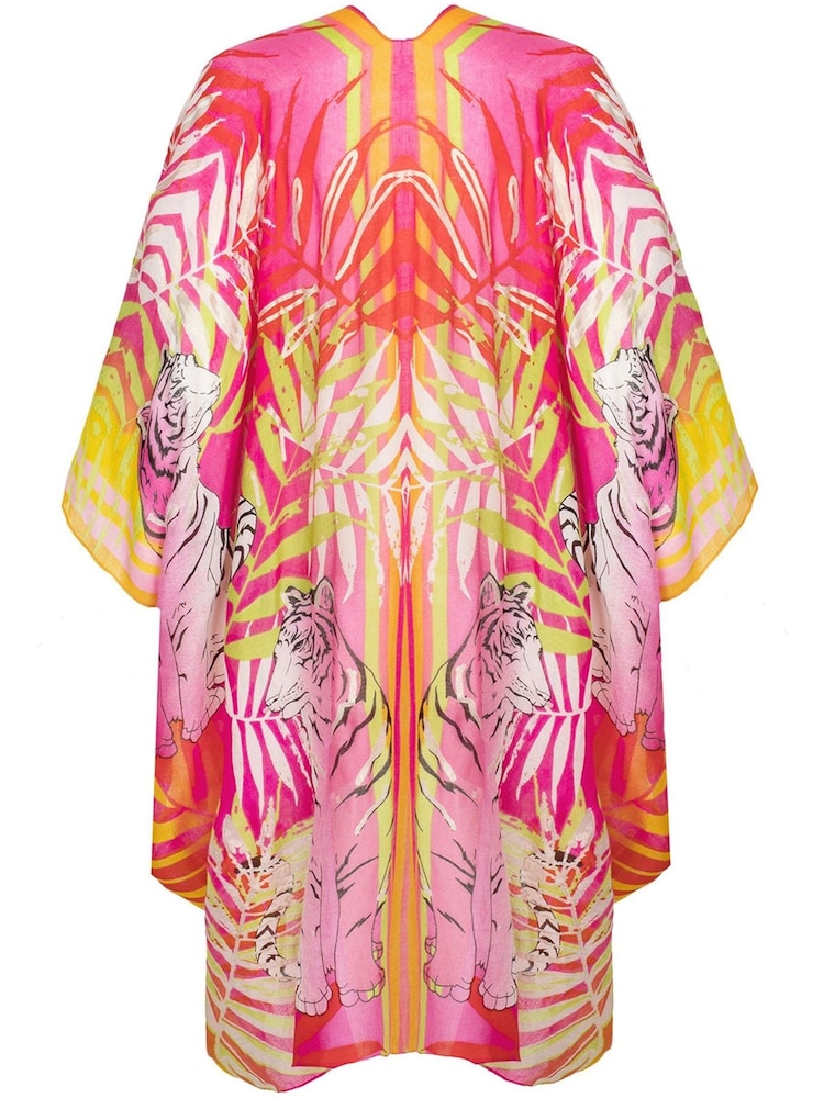 Bibi Bijoux Pink 'Tropical' Print Kaftan - Image 2 of 4