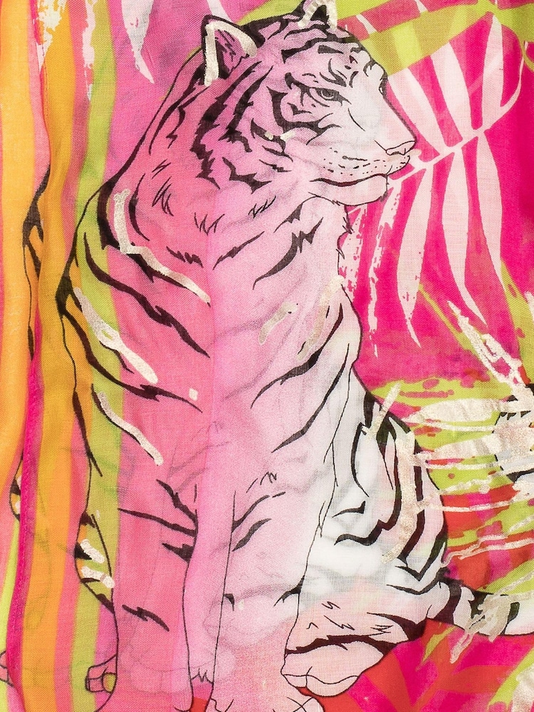 Bibi Bijoux Pink 'Tropical' Print Kaftan - Image 4 of 4