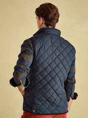 Joules Maynard Navy Blue Diamond Quilted Gilet - Image 2 of 8