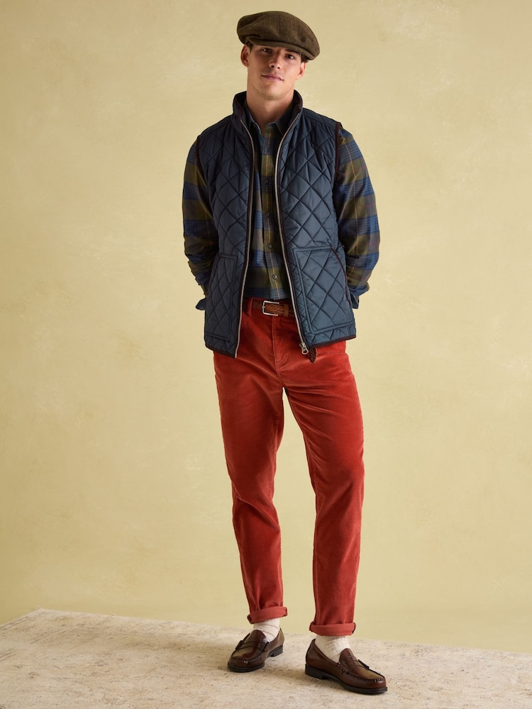 Joules Maynard Navy Blue Diamond Quilted Gilet - Image 3 of 8