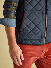 Joules Maynard Navy Blue Diamond Quilted Gilet - Image 4 of 8