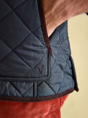 Joules Maynard Navy Blue Diamond Quilted Gilet - Image 5 of 8