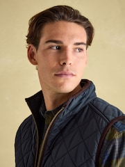 Joules Maynard Navy Blue Diamond Quilted Gilet - Image 6 of 8