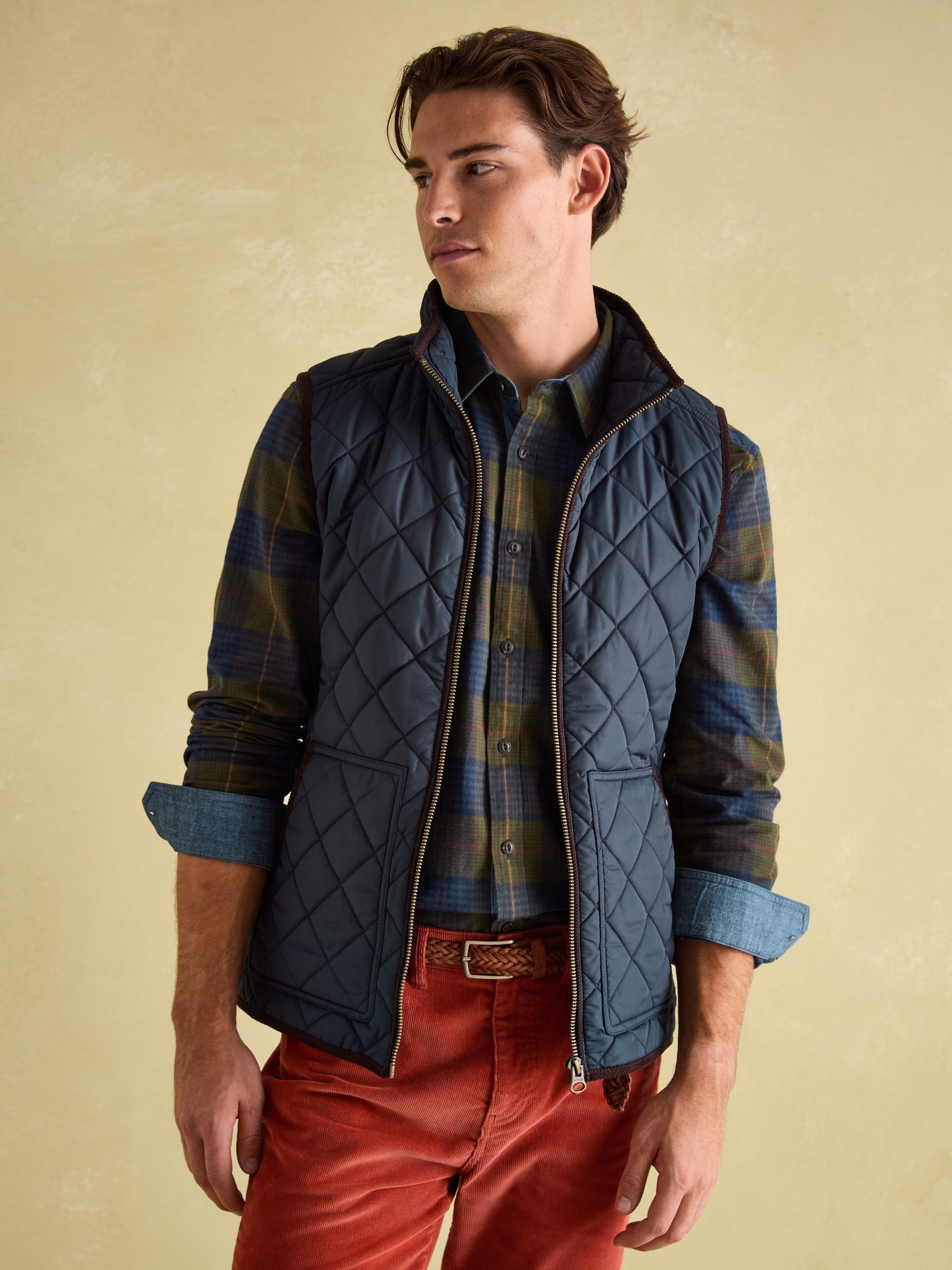 Buy Joules Maynard Navy Blue Diamond Quilted Gilet from the Next