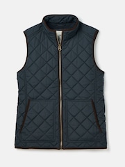 Joules Maynard Navy Blue Diamond Quilted Gilet - Image 8 of 8