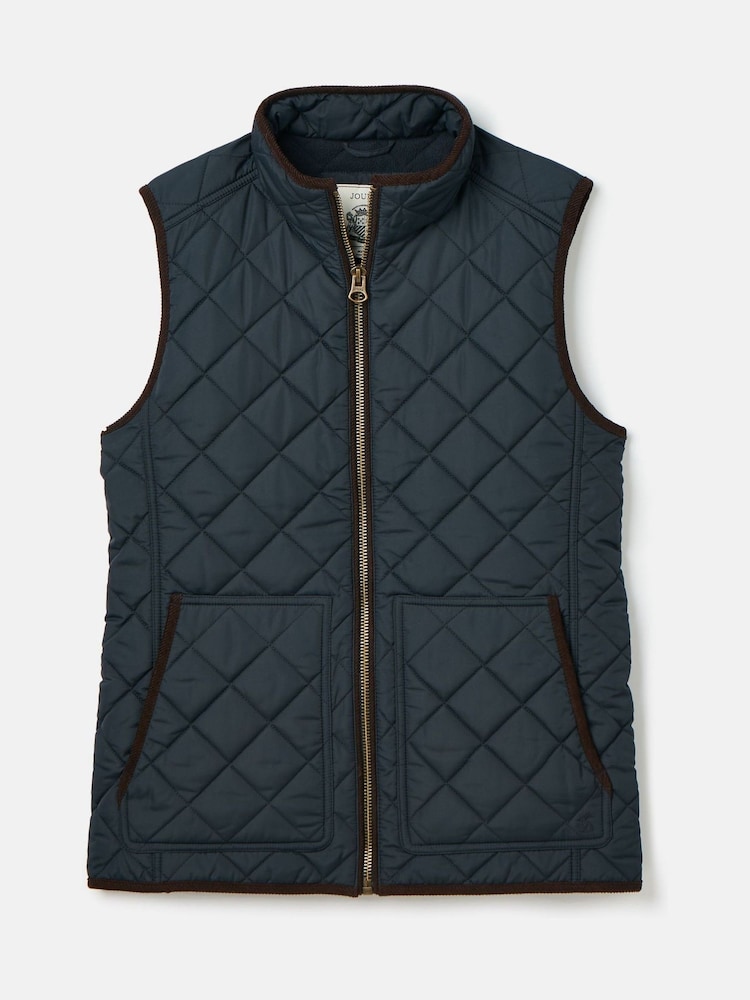 Joules Maynard Navy Blue Diamond Quilted Gilet - Image 8 of 8