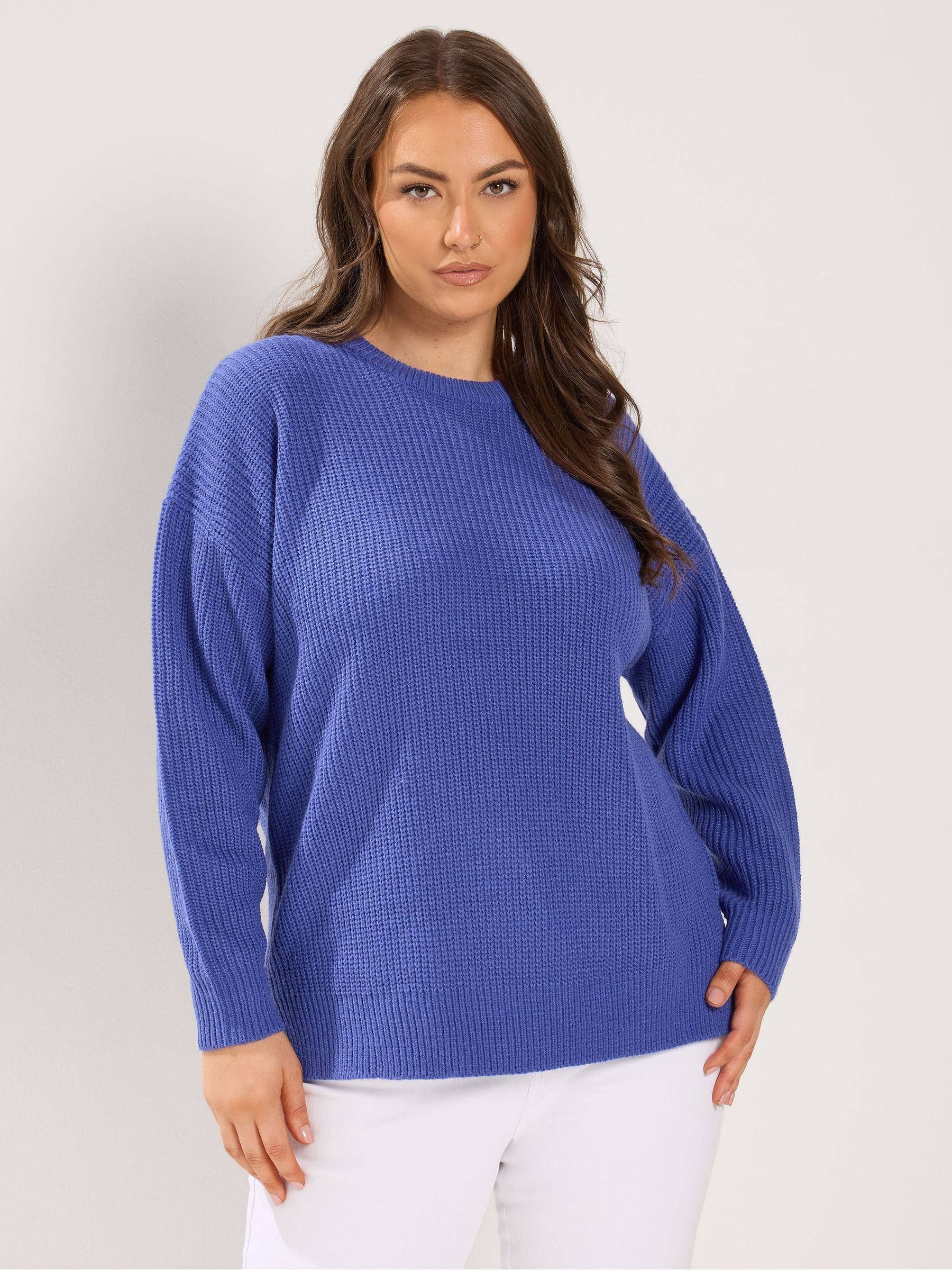 Yours Women's Purple Crew-Neck Knitted Jumper In | : 26/28 - Image 2