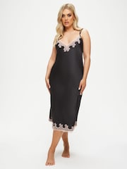 Ann Summers Black Satin Sorella Maxi Chemise Nightie - Image 1 of 4