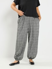 Yours Curve Grey Check Balloon Trousers - Image 1 of 6