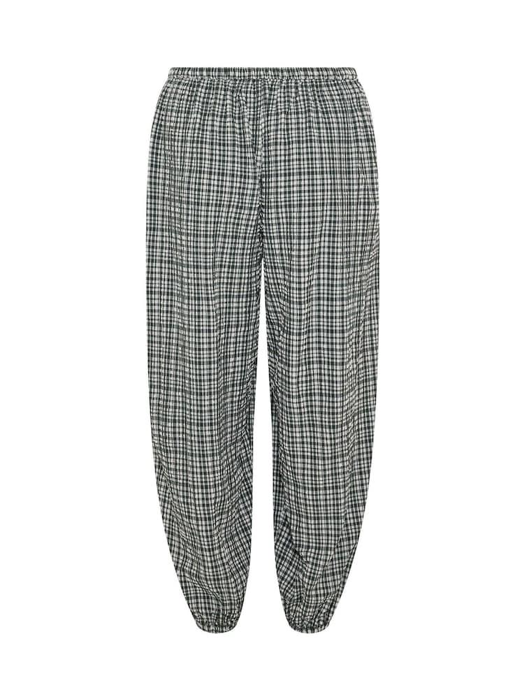 Yours Curve Grey Check Balloon Trousers - Image 6 of 6 Yours Curve Grey Check Balloon Trousers - Image 6 of 6