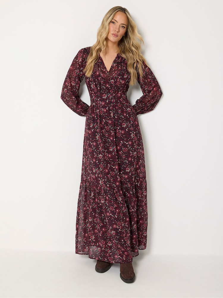 Long Tall Sally Red Floral Sheer Maxi Dress - Image 1 of 6 Long Tall Sally Red Floral Sheer Maxi Dress - Image 1 of 6