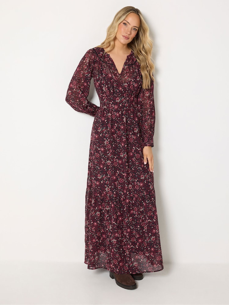 Long Tall Sally Red Floral Sheer Maxi Dress - Image 2 of 6 Long Tall Sally Red Floral Sheer Maxi Dress - Image 2 of 6