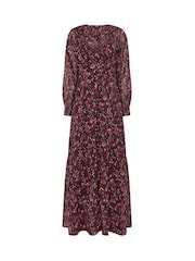 Long Tall Sally Red Floral Sheer Maxi Dress - Image 5 of 6