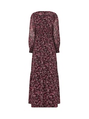 Long Tall Sally Red Floral Sheer Maxi Dress - Image 6 of 6