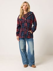 PixieGirl Petite Red Check Brushed Parka Jacket - Image 2 of 6