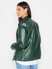 Long Tall Sally Green Faux Leather Funnel Neck Jacket - Image 4 of 5