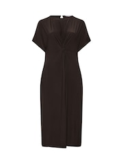 Yours Curve Brown London Knot Front Dress - Image 5 of 6