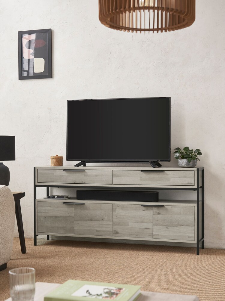 Grey Bronx Up to 65 inch, Soundbar Oak Effect TV Unit - Image 1 of 8