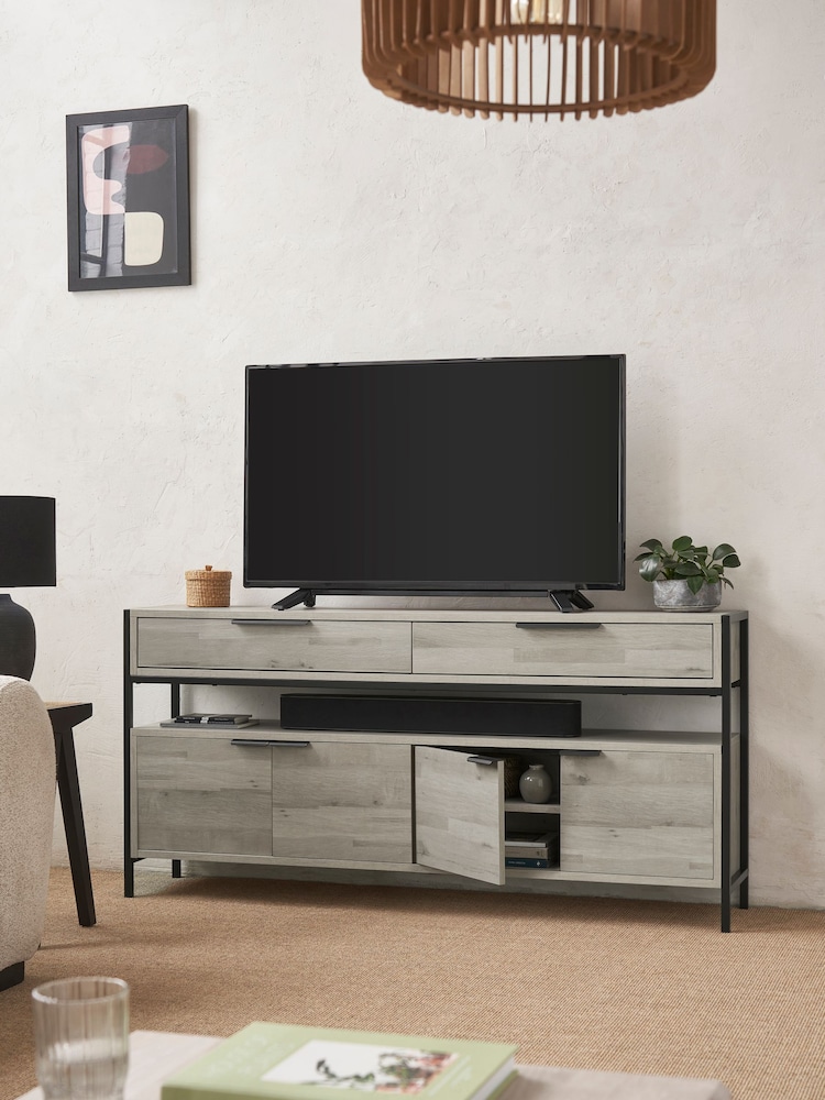Grey Bronx Up to 65 inch, Soundbar Oak Effect TV Unit - Image 2 of 8