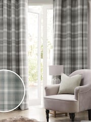 Grey Cosy Check Eyelet Super Thermal Curtains - Image 1 of 6