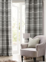 Grey Cosy Check Eyelet Super Thermal Curtains - Image 2 of 6