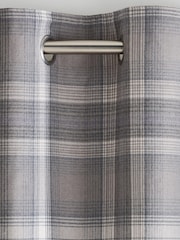 Grey Cosy Check Eyelet Super Thermal Curtains - Image 4 of 6