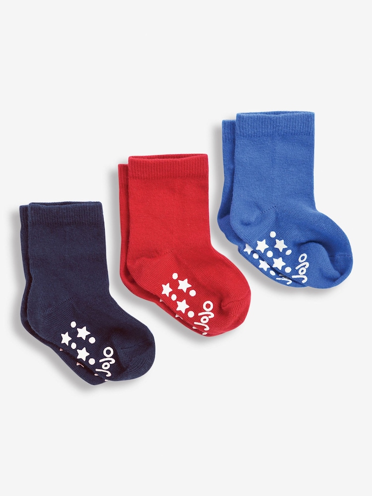 JoJo Maman Bébé Navy 3-Pack Short Cotton Socks - Image 1 of 1