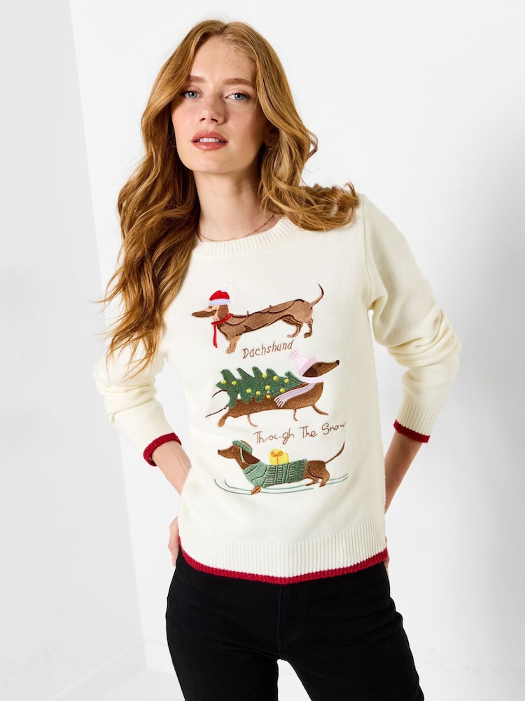 Joe Browns Darcie Dachshund Embroidered Jumper - Image 2 of 7 Joe Browns Darcie Dachshund Embroidered Jumper - Image 2 of 7