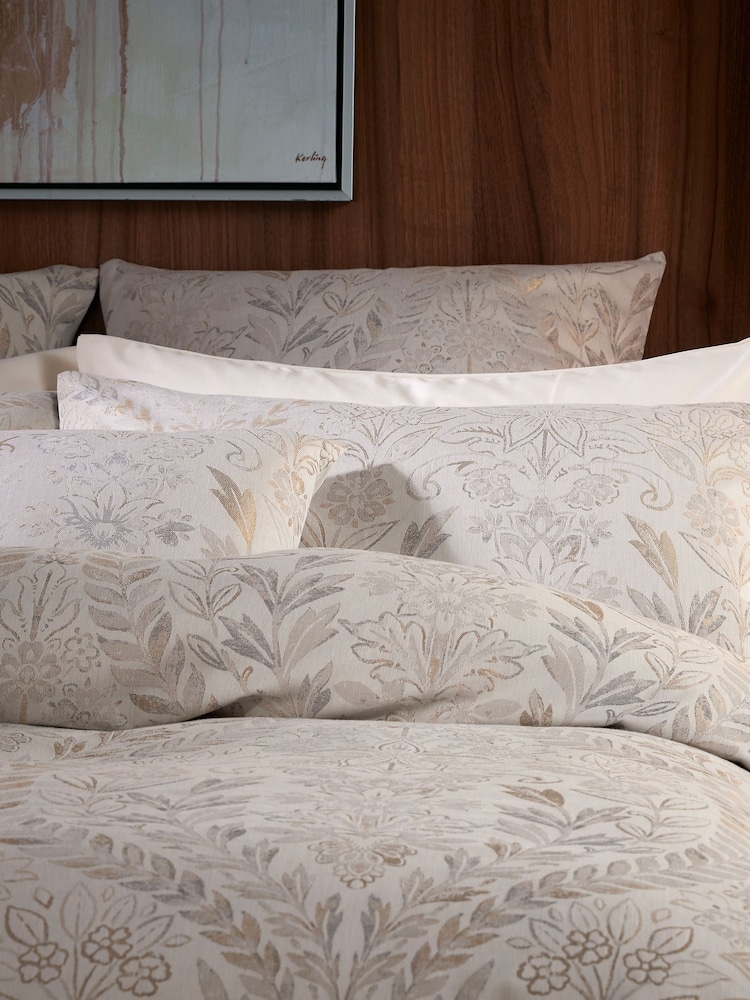 Vantona Cream Chafield Jacquard Duvet Cover and Pillowcase Set - Image 2 of 4
